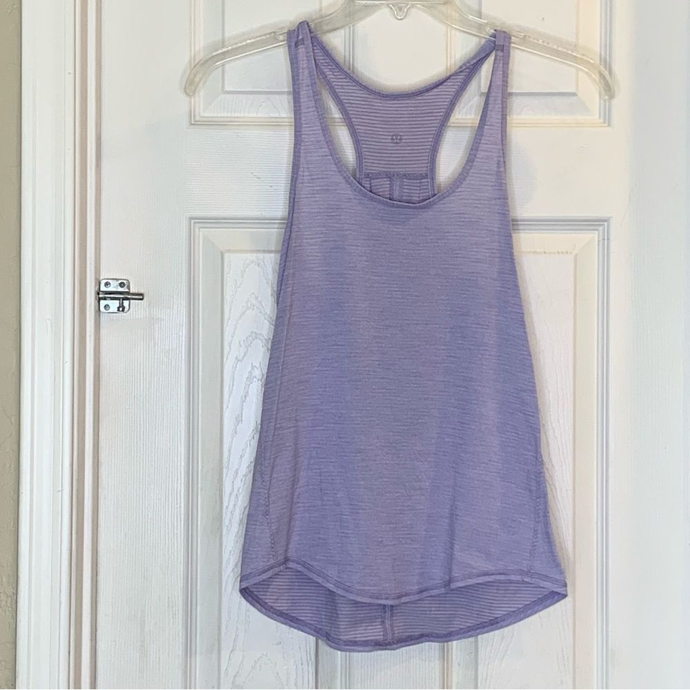 Lululemon Salute The Sun Singlet Ii Heathered Lilac Size 8